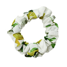 Girl | Amalfi Lemon Print Linen Scrunchie | White x yellow x green