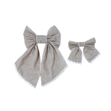 Girl | Ashlyn Linen Hair Bows | Beige