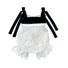 Girl | Audrey Velour Top and Tulle Romper | Black x White
