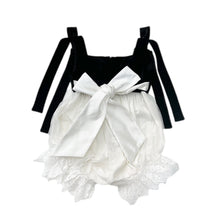 Girl | Audrey Velour Top and Tulle Romper | Black x White