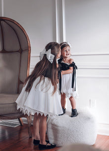 Girl | Audrey Velour Top and Tulle Romper | Black x White