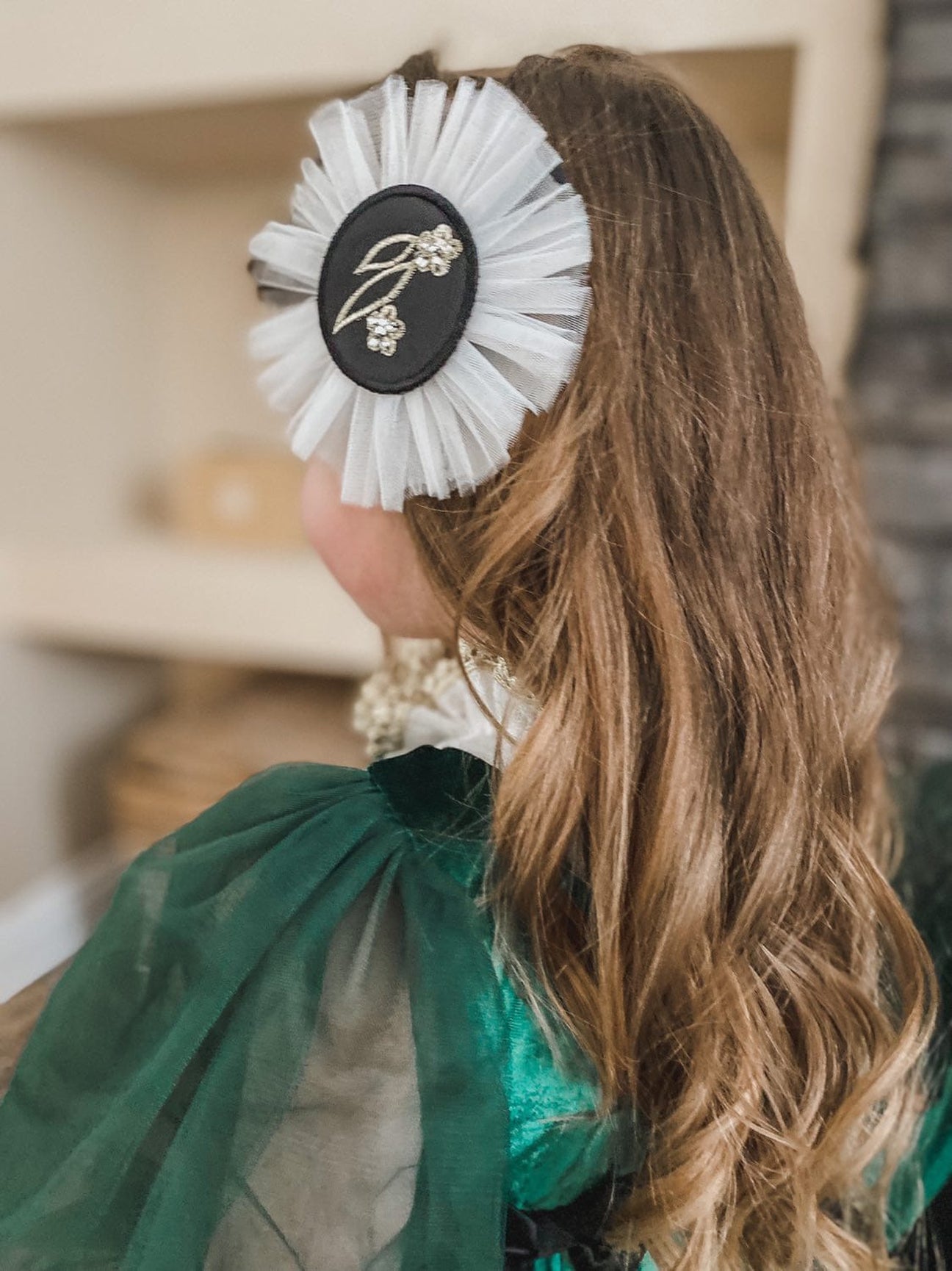 Girl | Aurora Embroidered and Hair Clip | White x Black