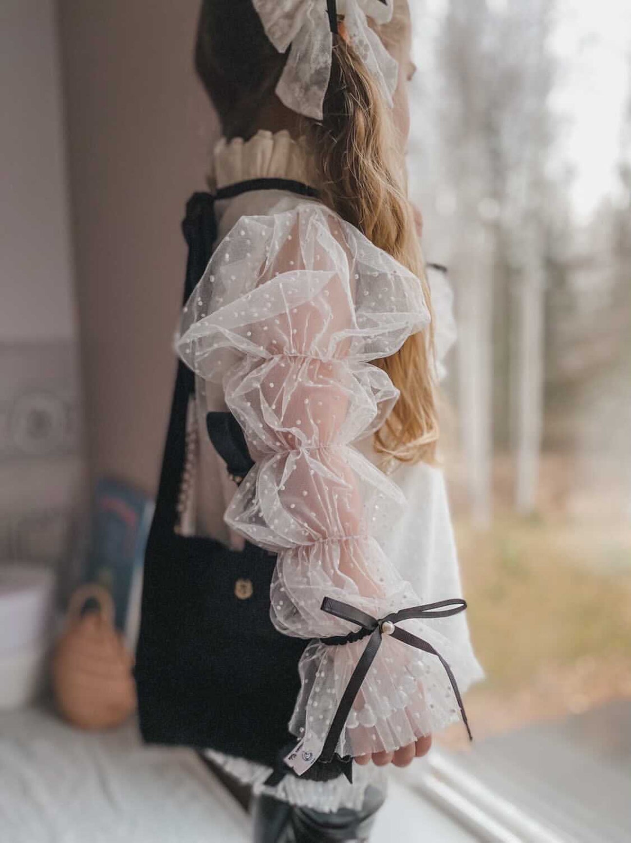 Girl | Brianna Tunic and Pants Set | White x Black