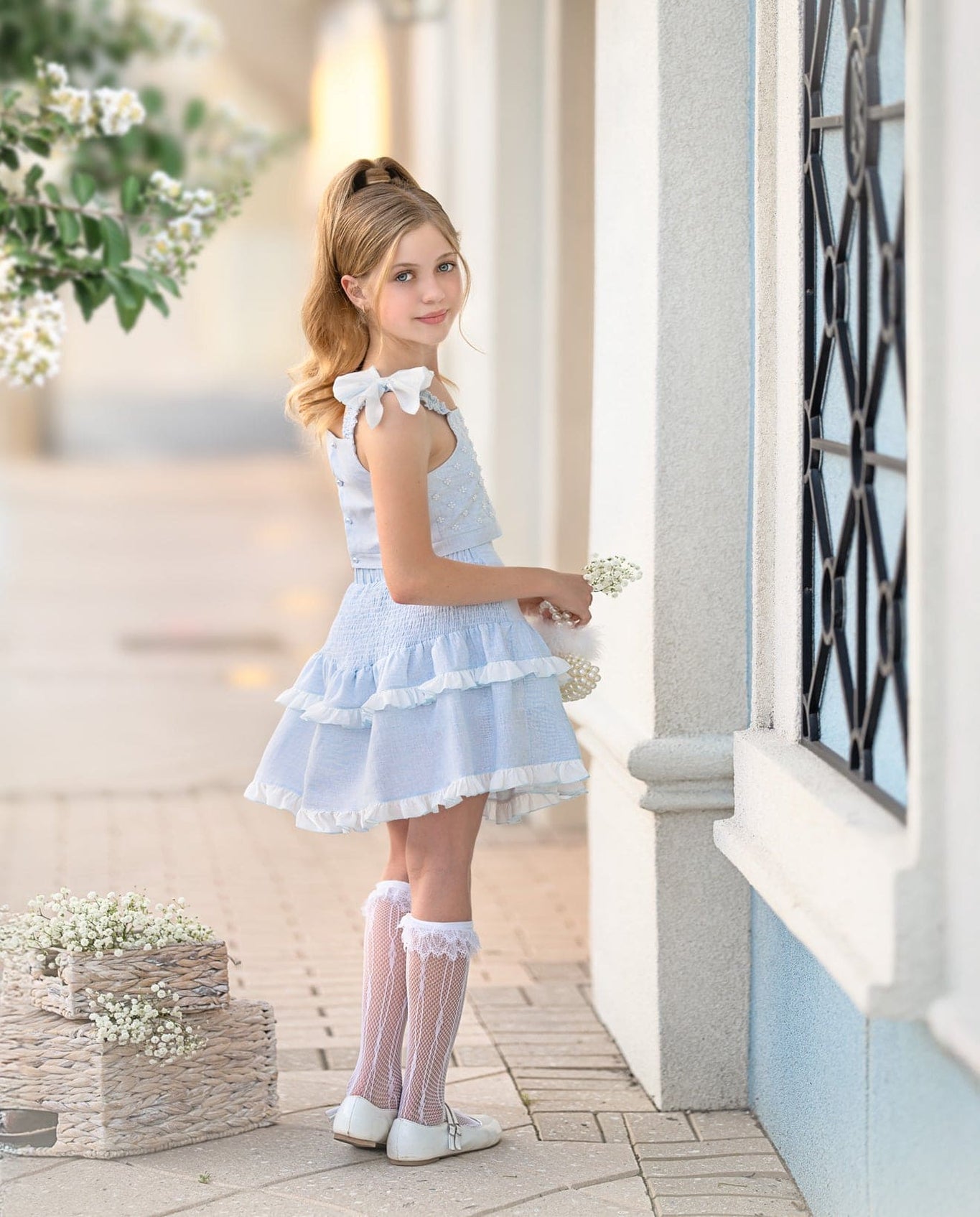 Girl | Charlotte Baby Blue Skirt and Top Set