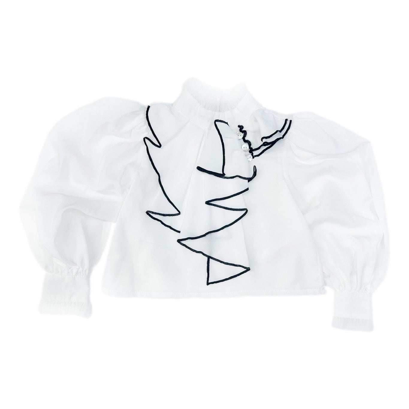 Girl | Gwen Blouse With Ruffle Trim | White x black