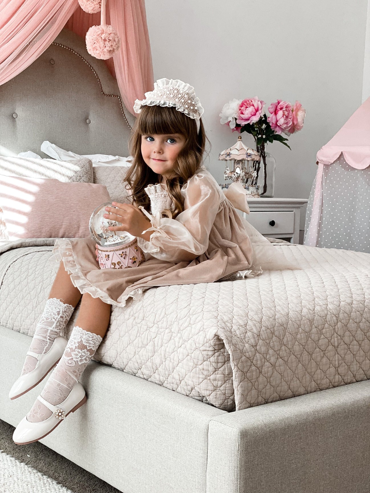 Girl | Helena Ceremony Headband | Beige x White