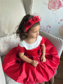 Girl | Holly Velvet Bow Headband | Red