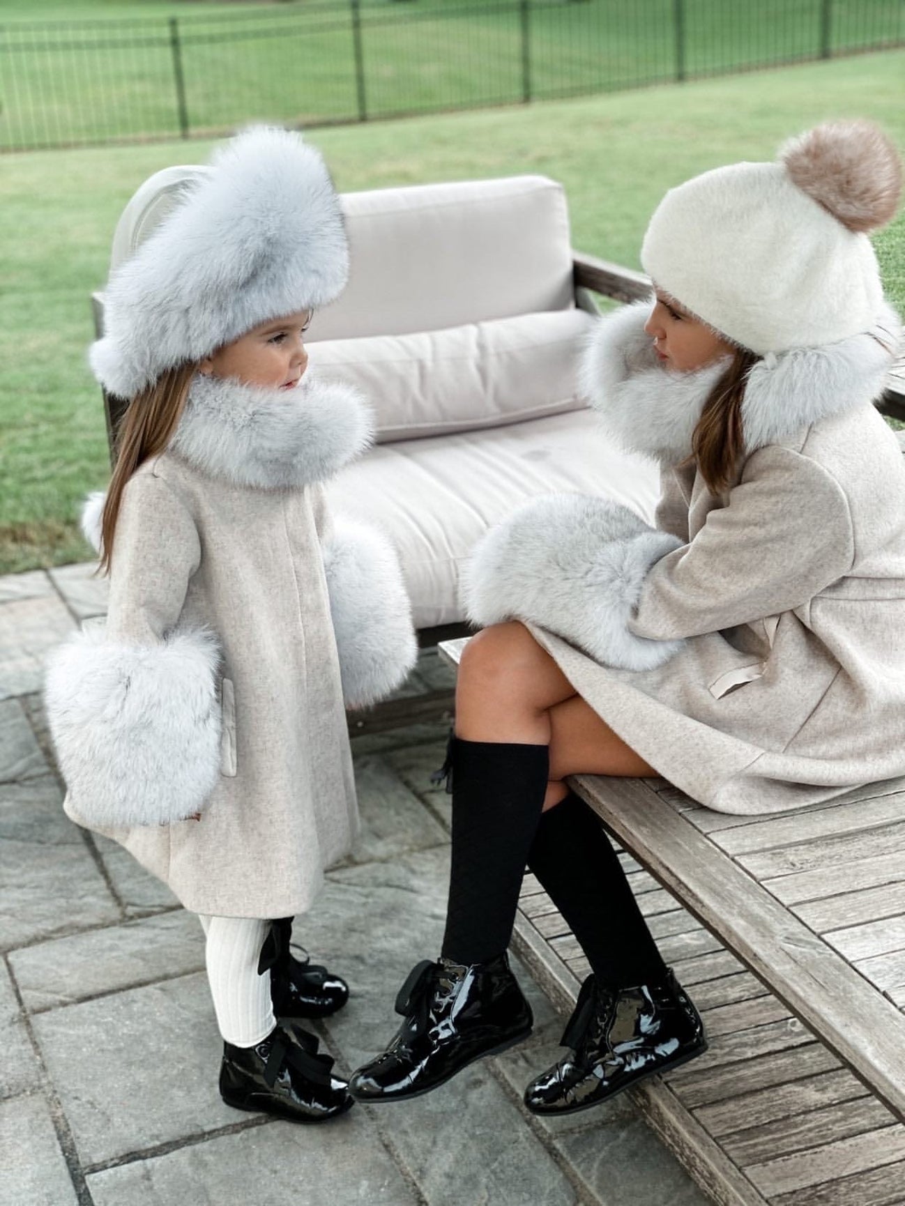 Girl | Karenina Grey Fur Wool Coat | Gray