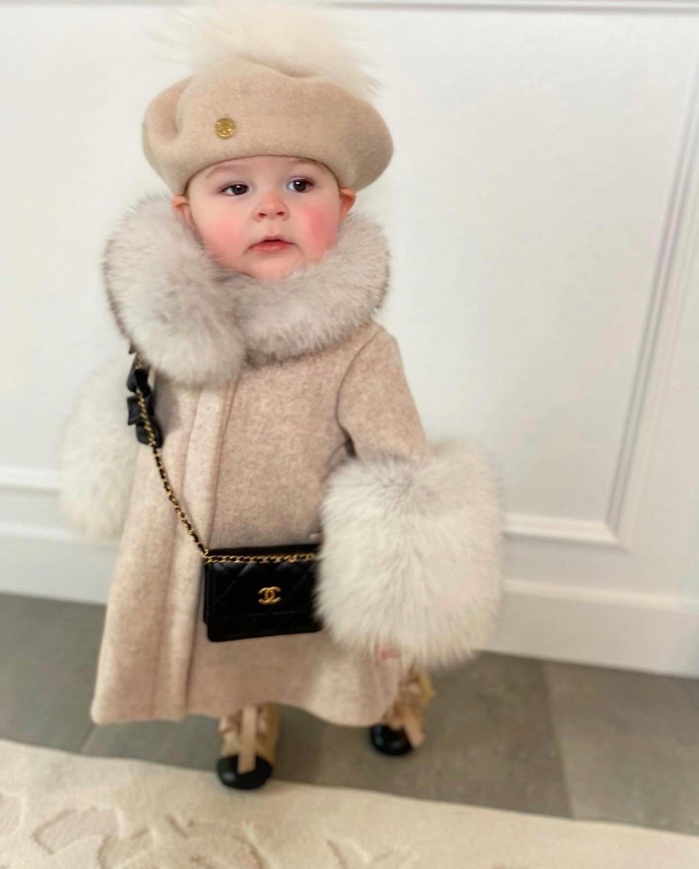 Girl | Karenina Grey Fur Wool Coat | Gray