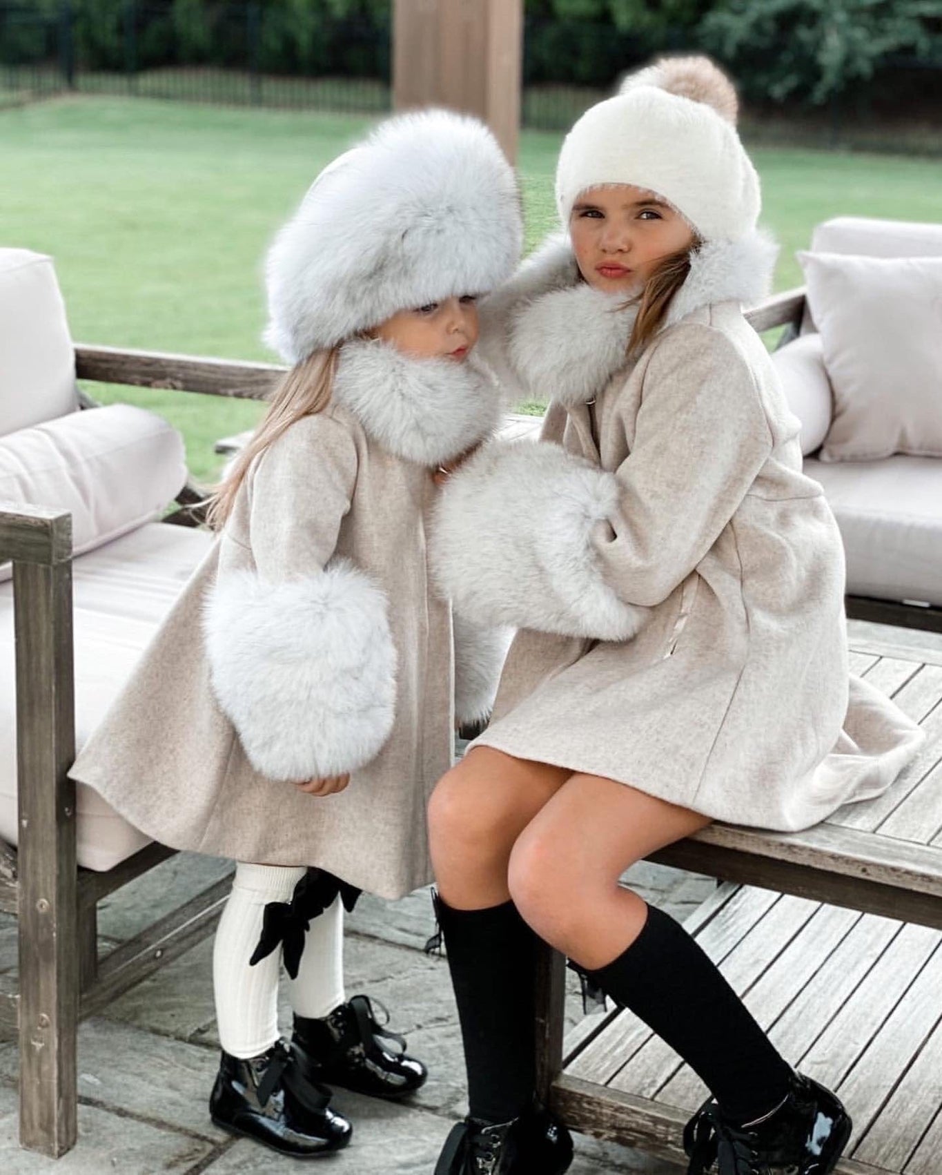 Girl | Karenina Grey Fur Wool Coat | Gray