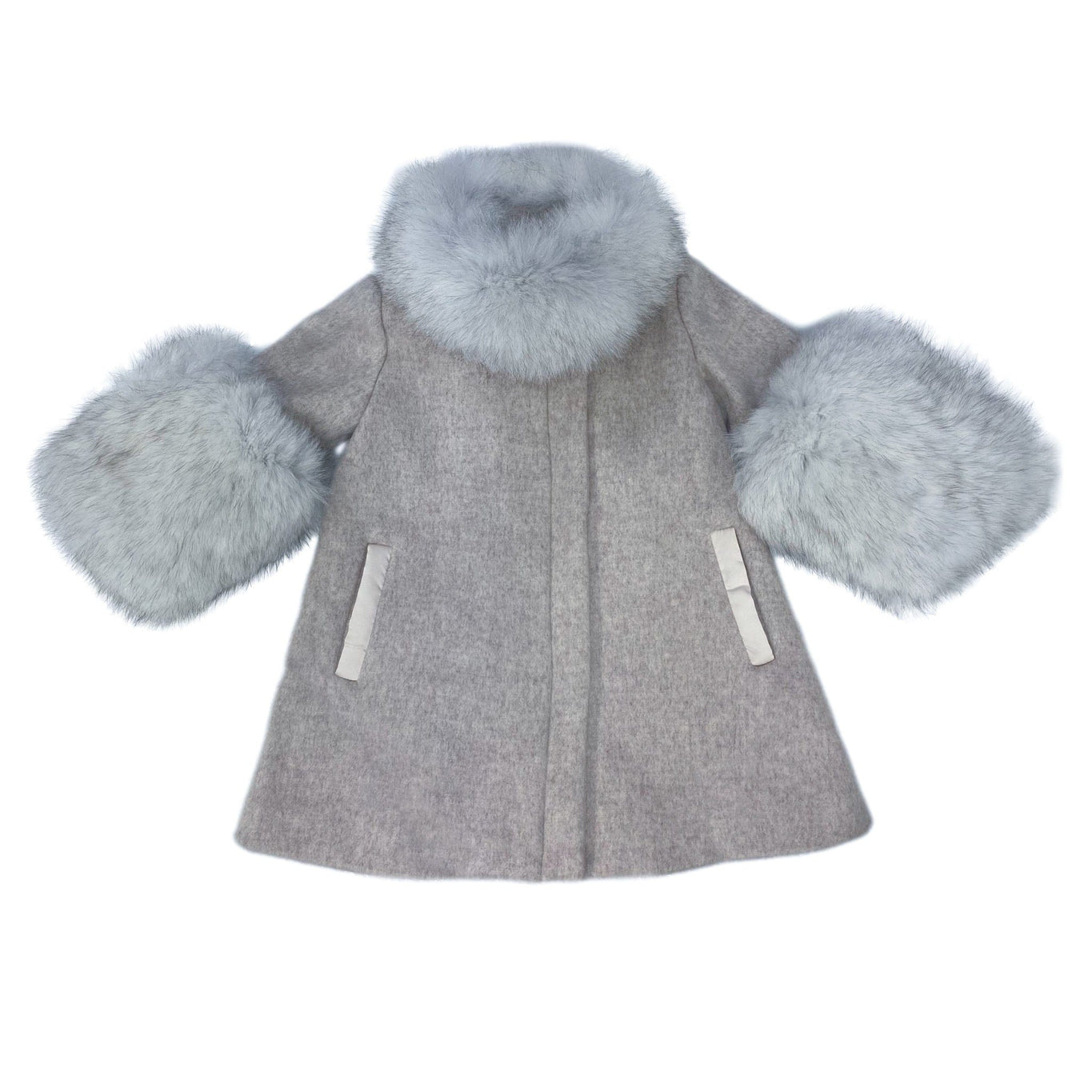 Girl | Karenina Grey Fur Wool Coat | Gray