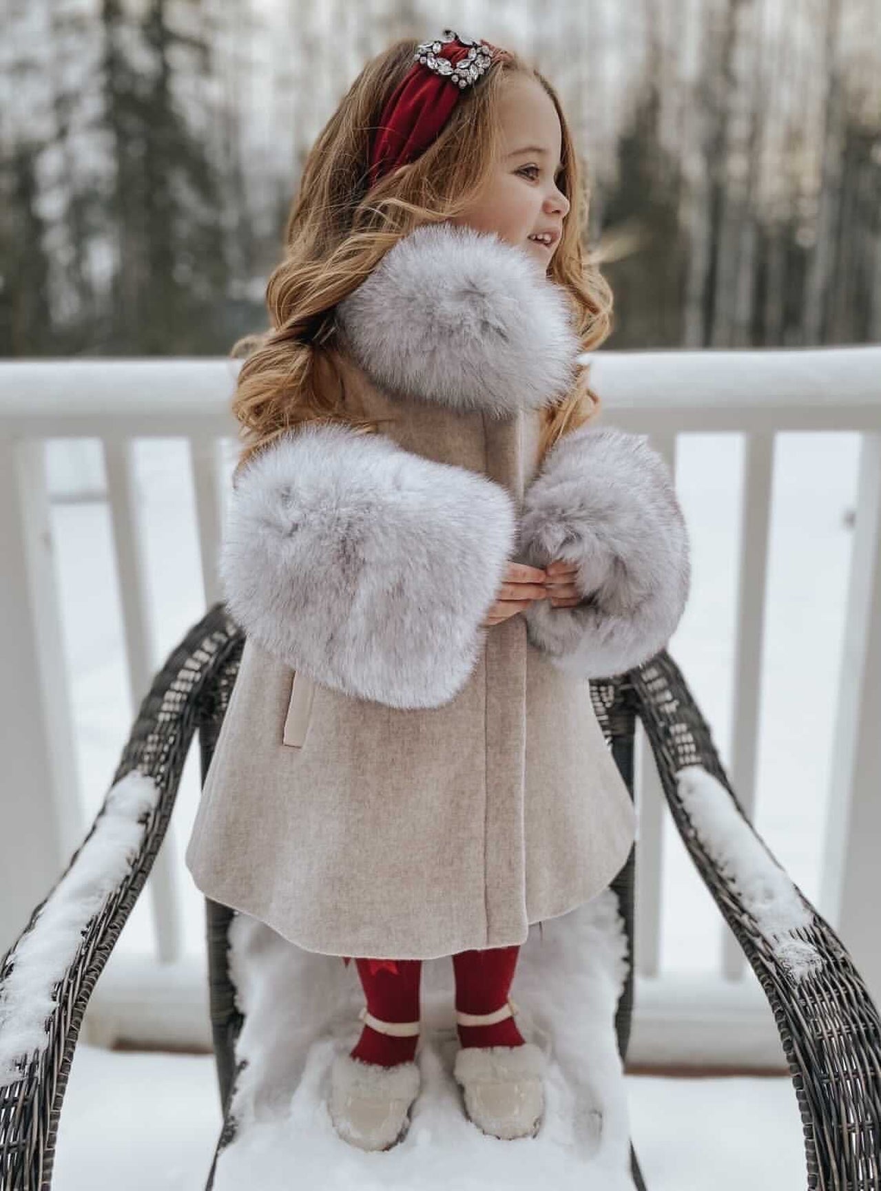 Girl | Karenina Grey Fur Wool Coat | Gray
