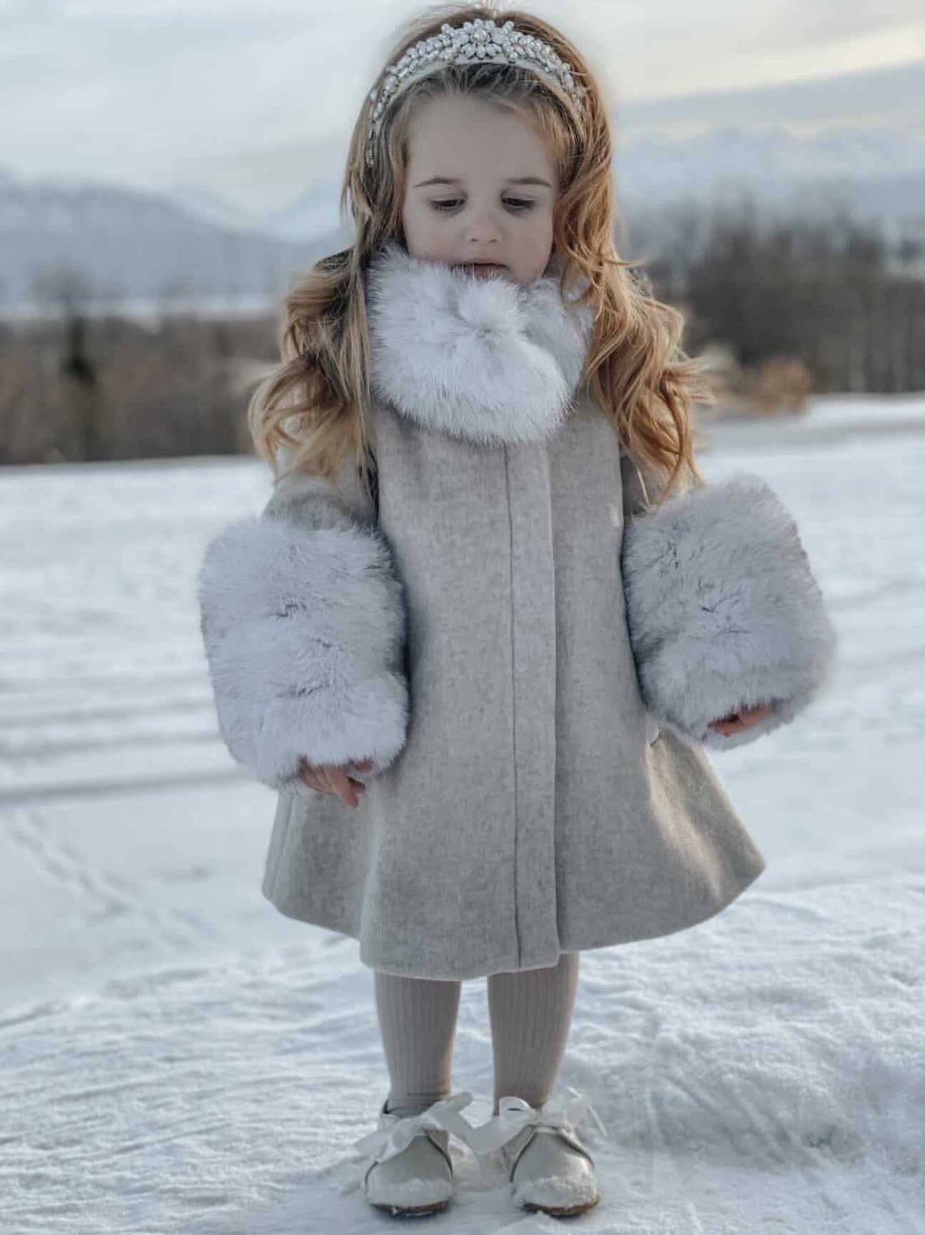 Girl | Karenina Grey Fur Wool Coat | Gray