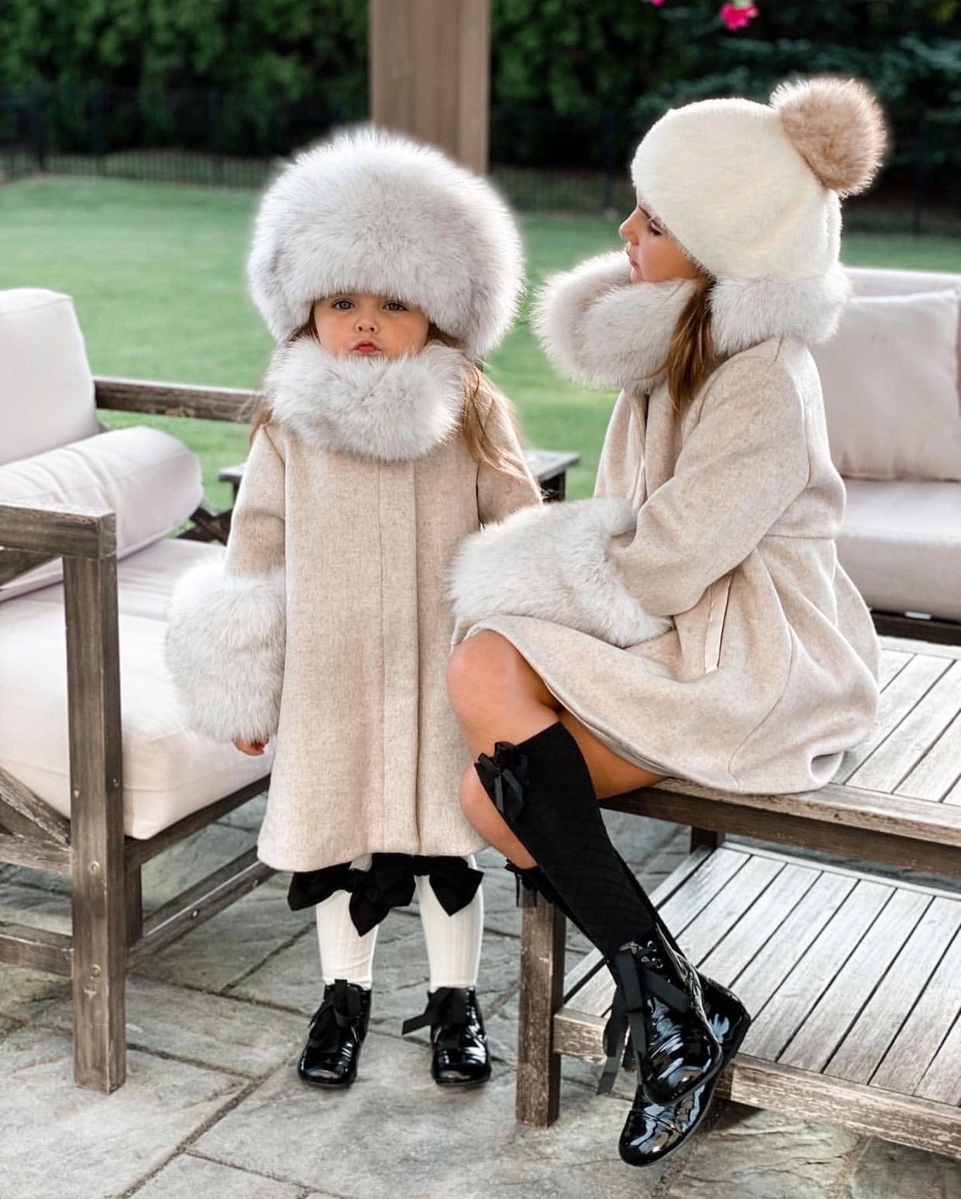 Girl | Karenina Grey Fur Wool Coat | Gray