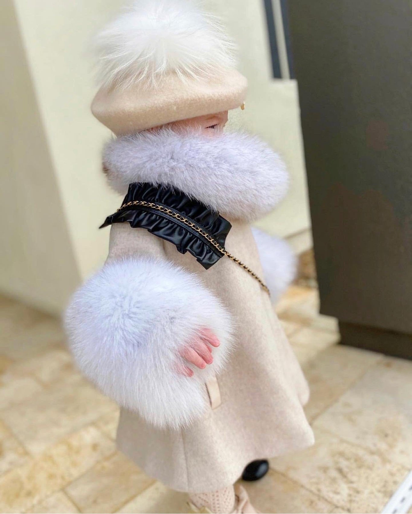 Girl | Karenina Grey Fur Wool Coat | Gray