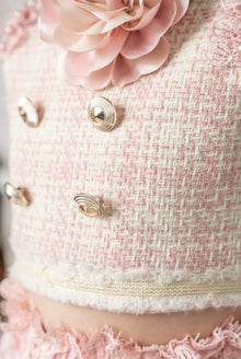 Girl | Molly Tweed Top and Lace Skirt Set | Pink