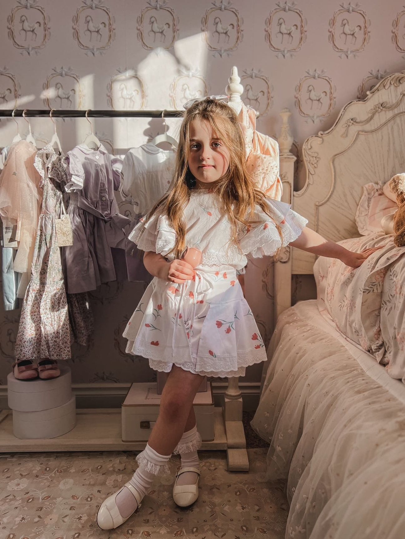 Girl | Tulip Cotton Blouse and Shorts Set