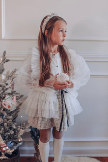 Girl | Vera Tweed Blouse and Skirt Set | White x Gray