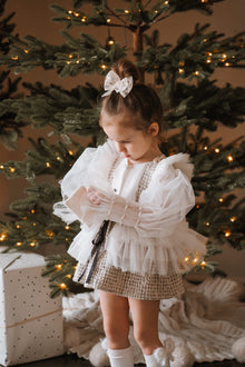 Girl | Vera Tweed Blouse and Skirt Set | White x Gray