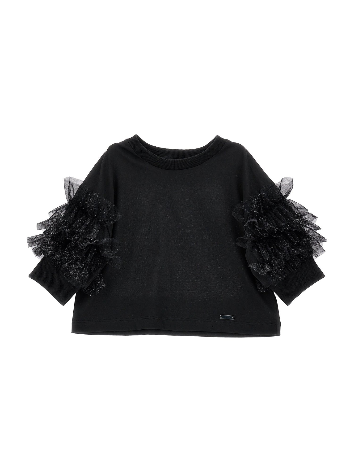 Girls | Jersey T-Shirt With Glitter Ruffles | Black