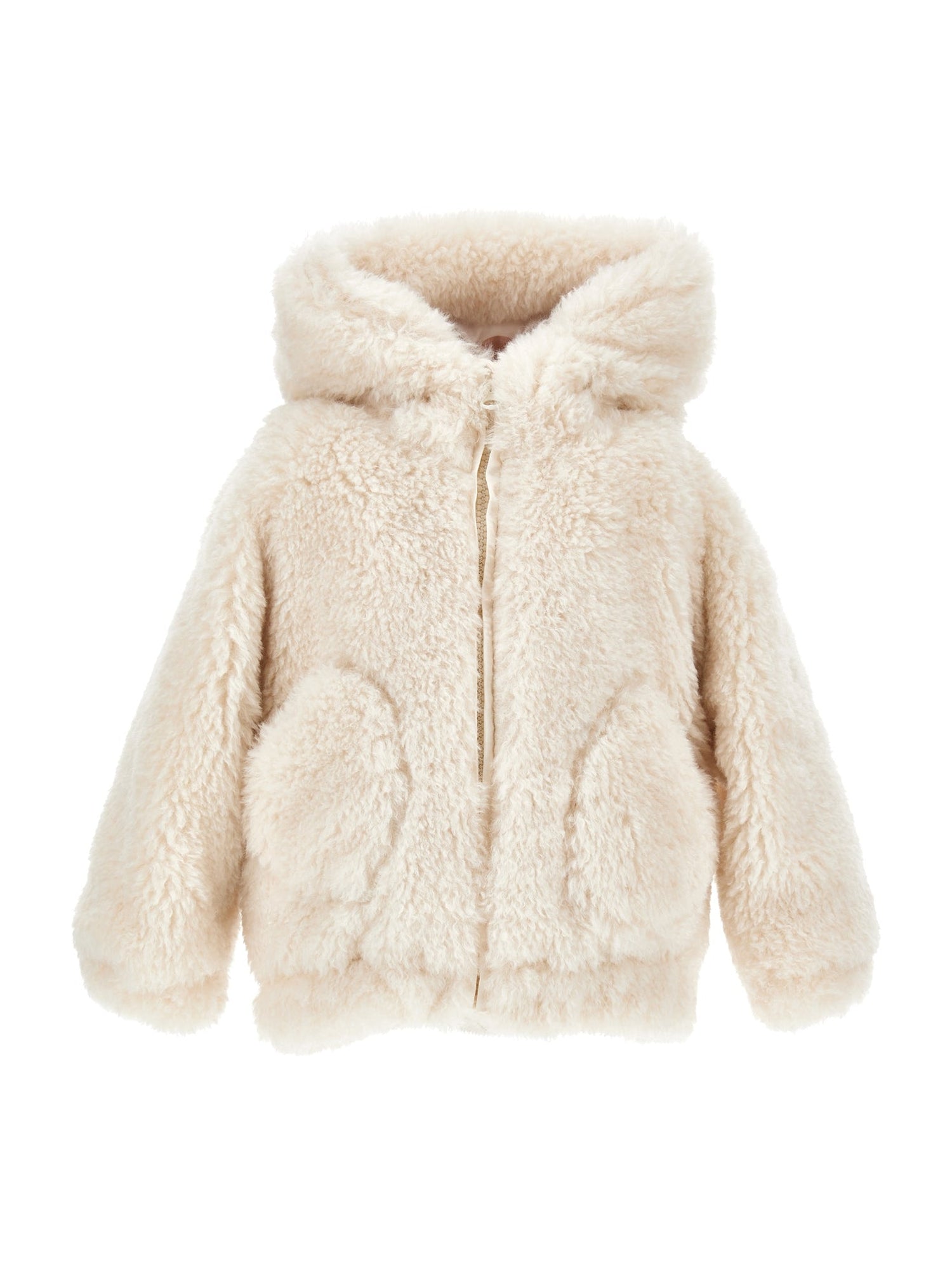 Girls | Plush Jacket With Hood | Ecru