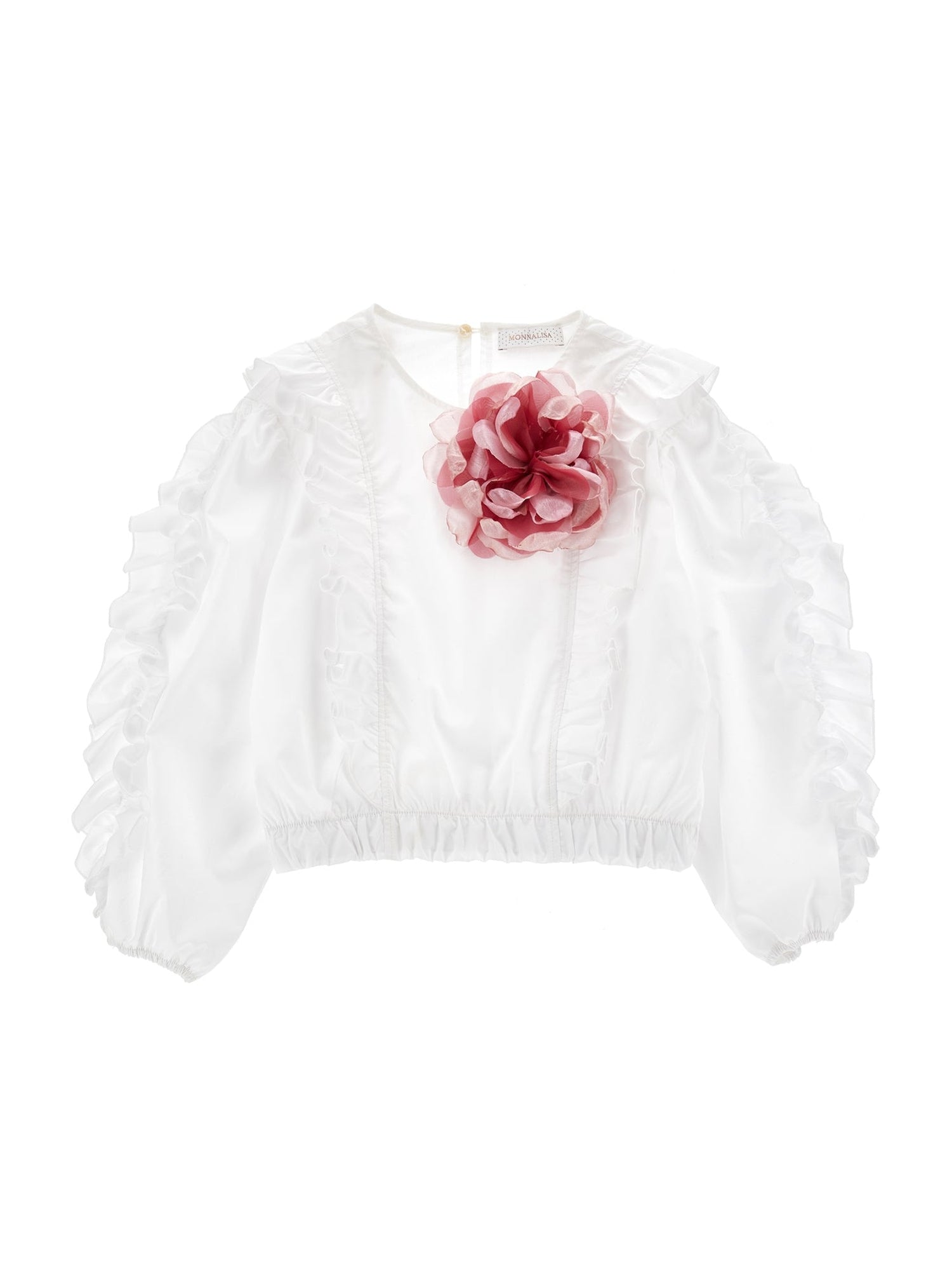 Girls | Poplin Top With Maxi Rose | Cream