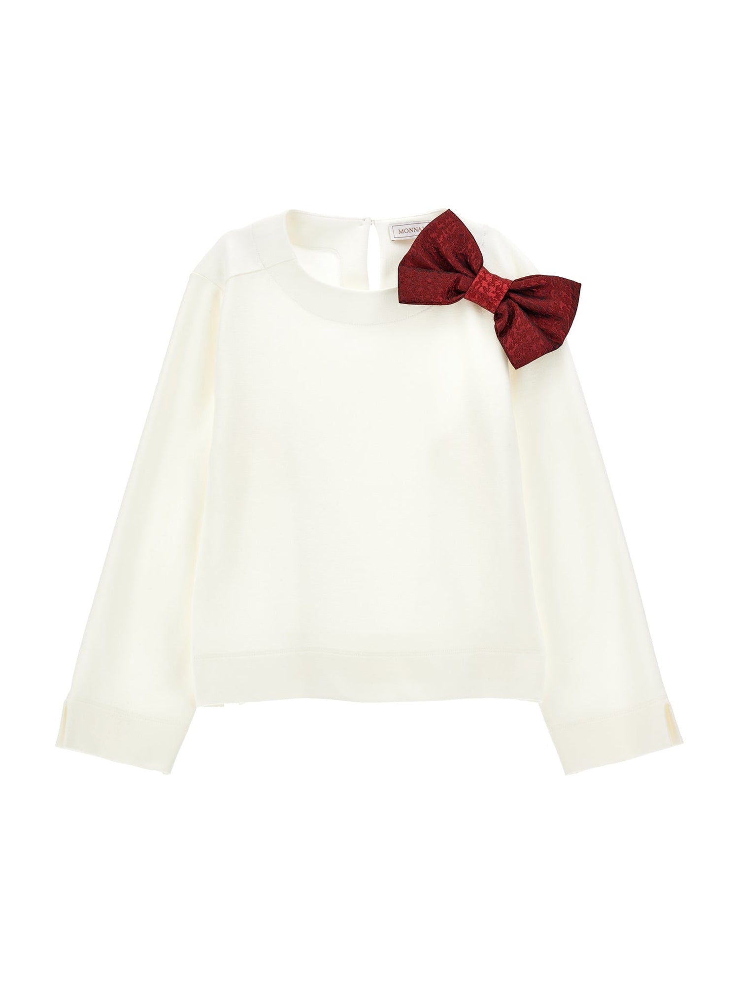 Girls | Tunic With Jacquard Bow | Cream/Ruby