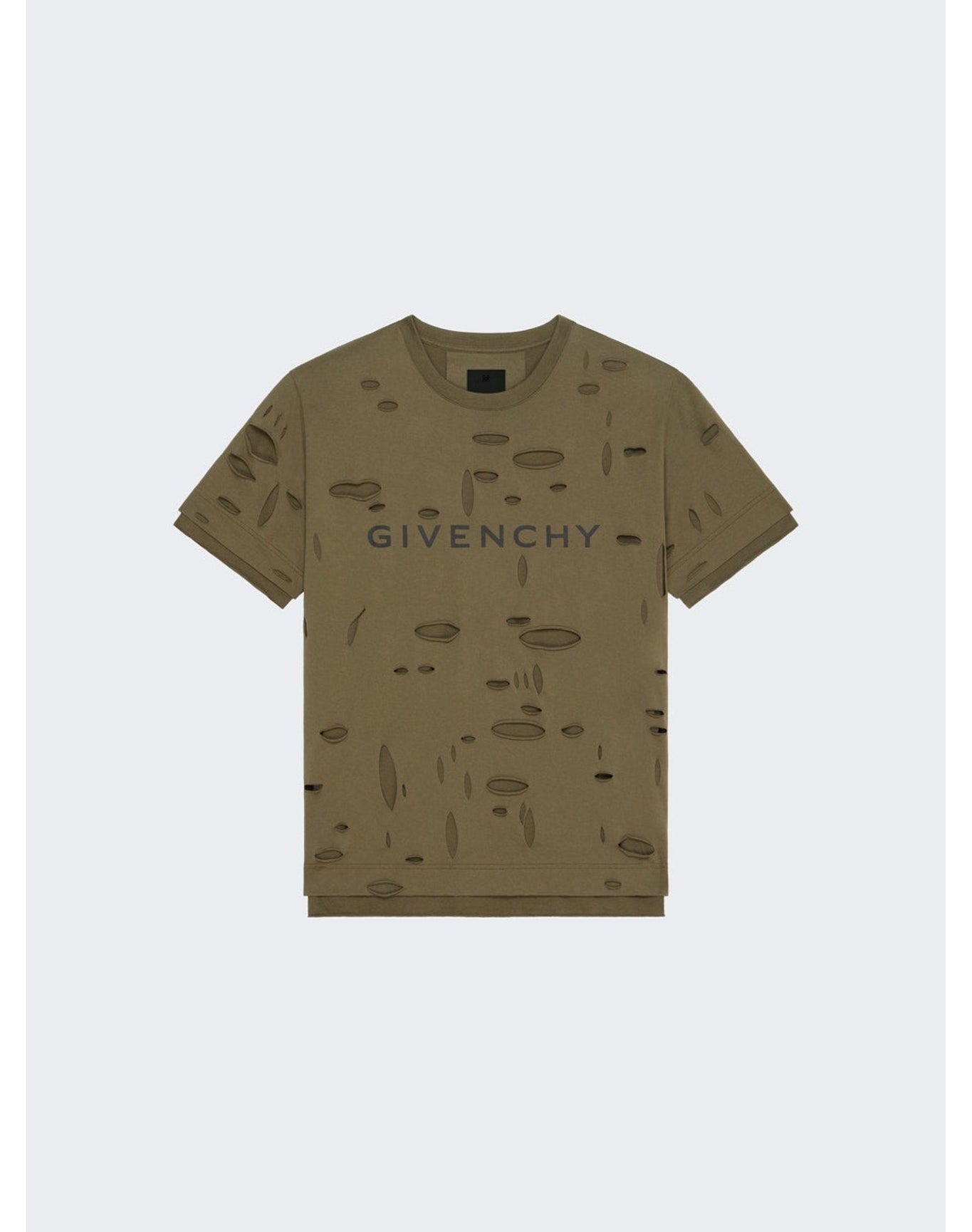 Givenchy | Men | Destroyed Layered T-shirt | Khaki