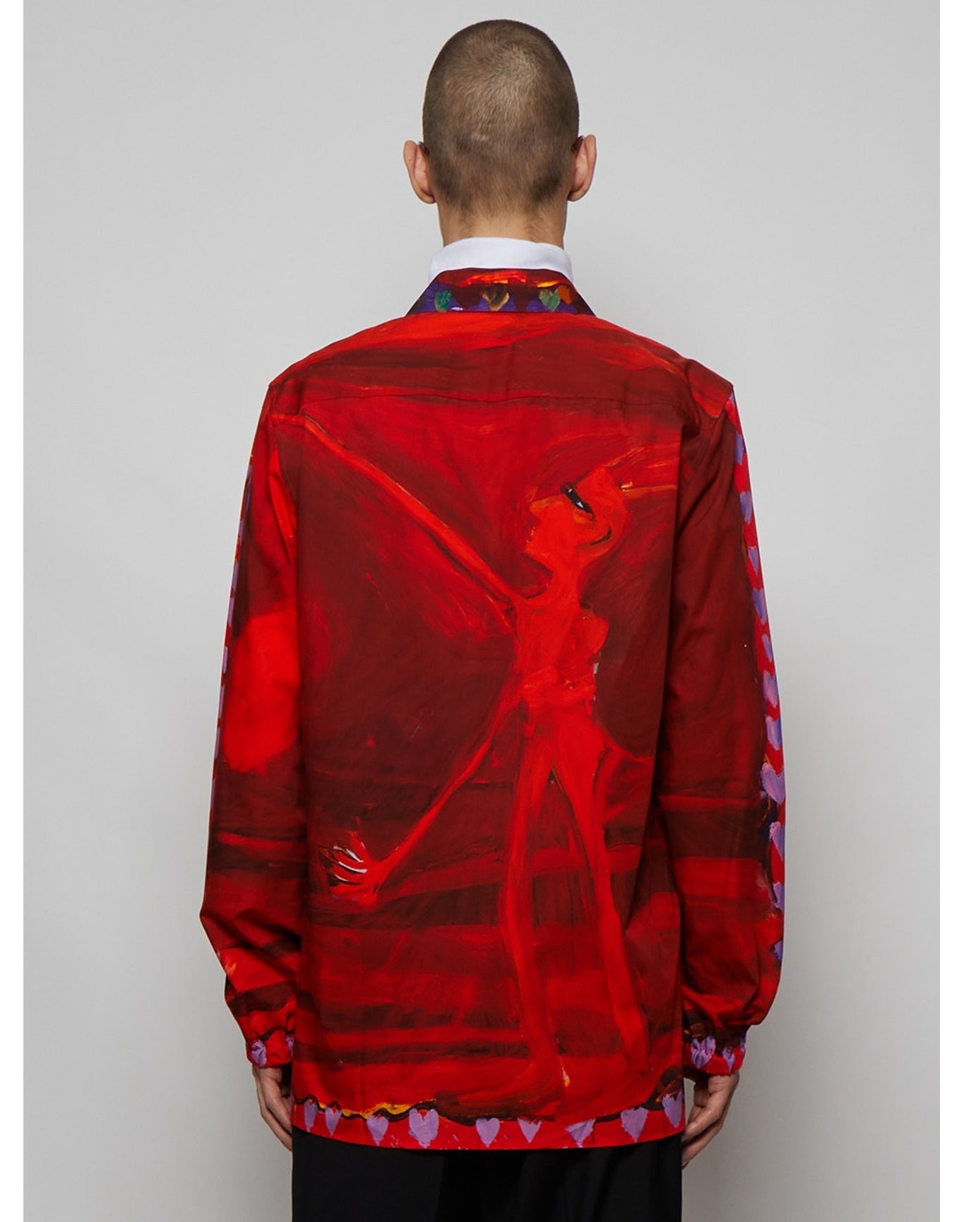 Givenchy | Men | Zipped Devil Print Shirt | Orange x Red