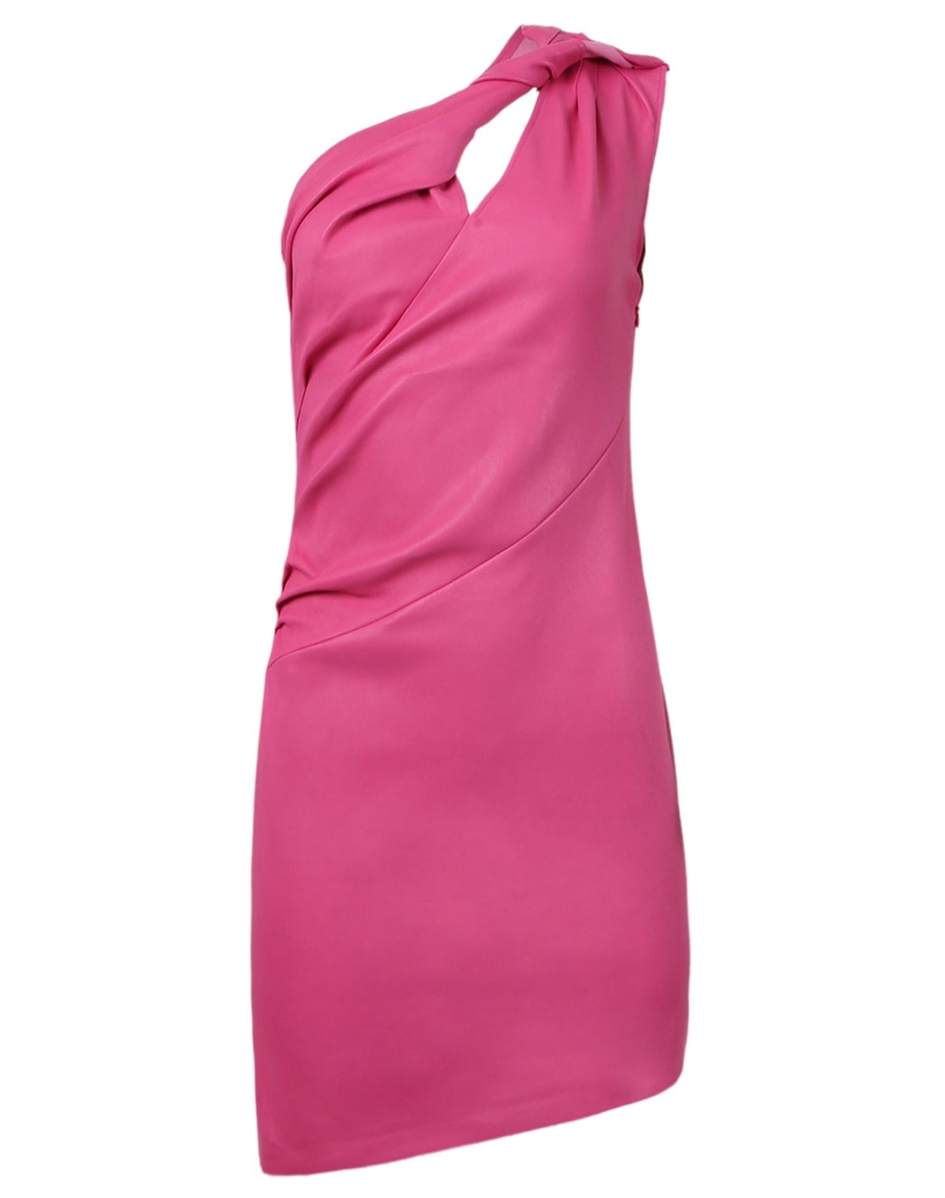 Givenchy | Women | Draped Leather Mini Dress | Fuchsia
