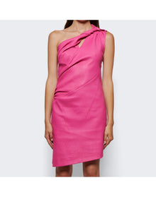 Givenchy | Women | Draped Leather Mini Dress | Fuchsia