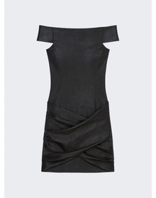 Givenchy | Women | Draped Mini Leather Dress | Black