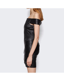 Givenchy | Women | Draped Mini Leather Dress | Black