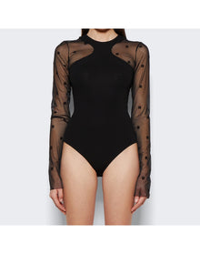 Givenchy | Women | Long Sleeve Bodysuit 4g Tulle | Black