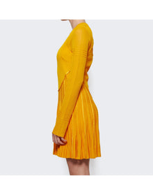 Givenchy | Women | Long Sleeve Frills Dress | Golden Yellow
