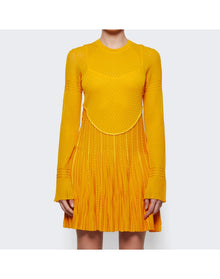 Givenchy | Women | Long Sleeve Frills Dress | Golden Yellow