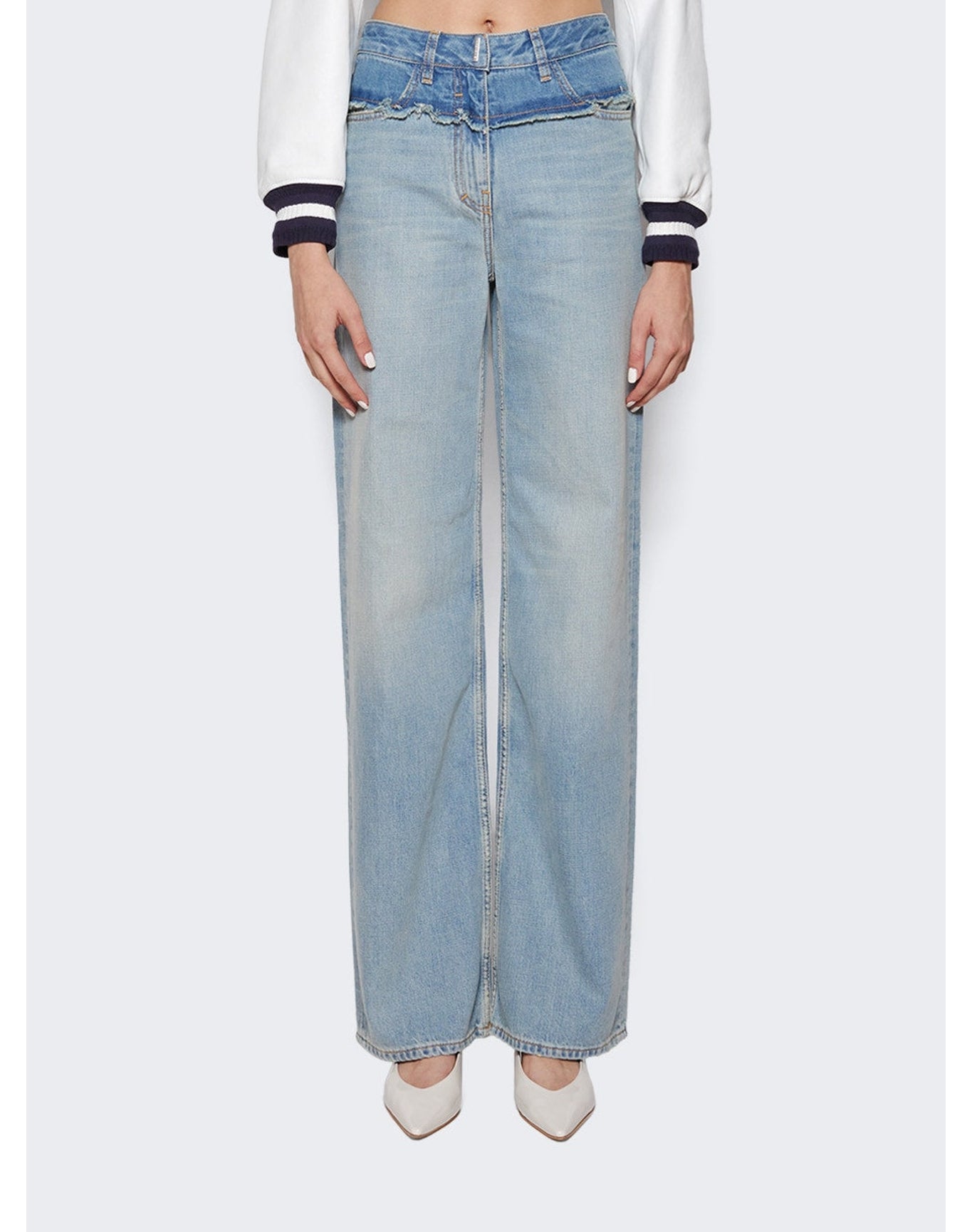 Givenchy | Women | Mixed Denim Oversized Jeans | Pale Blue