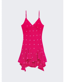 Givenchy | Women | Ruffle Silk Mini Dress | Fuchsia