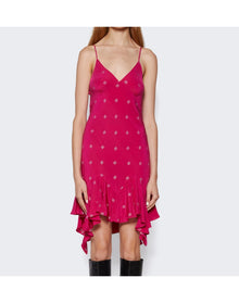 Givenchy | Women | Ruffle Silk Mini Dress | Fuchsia