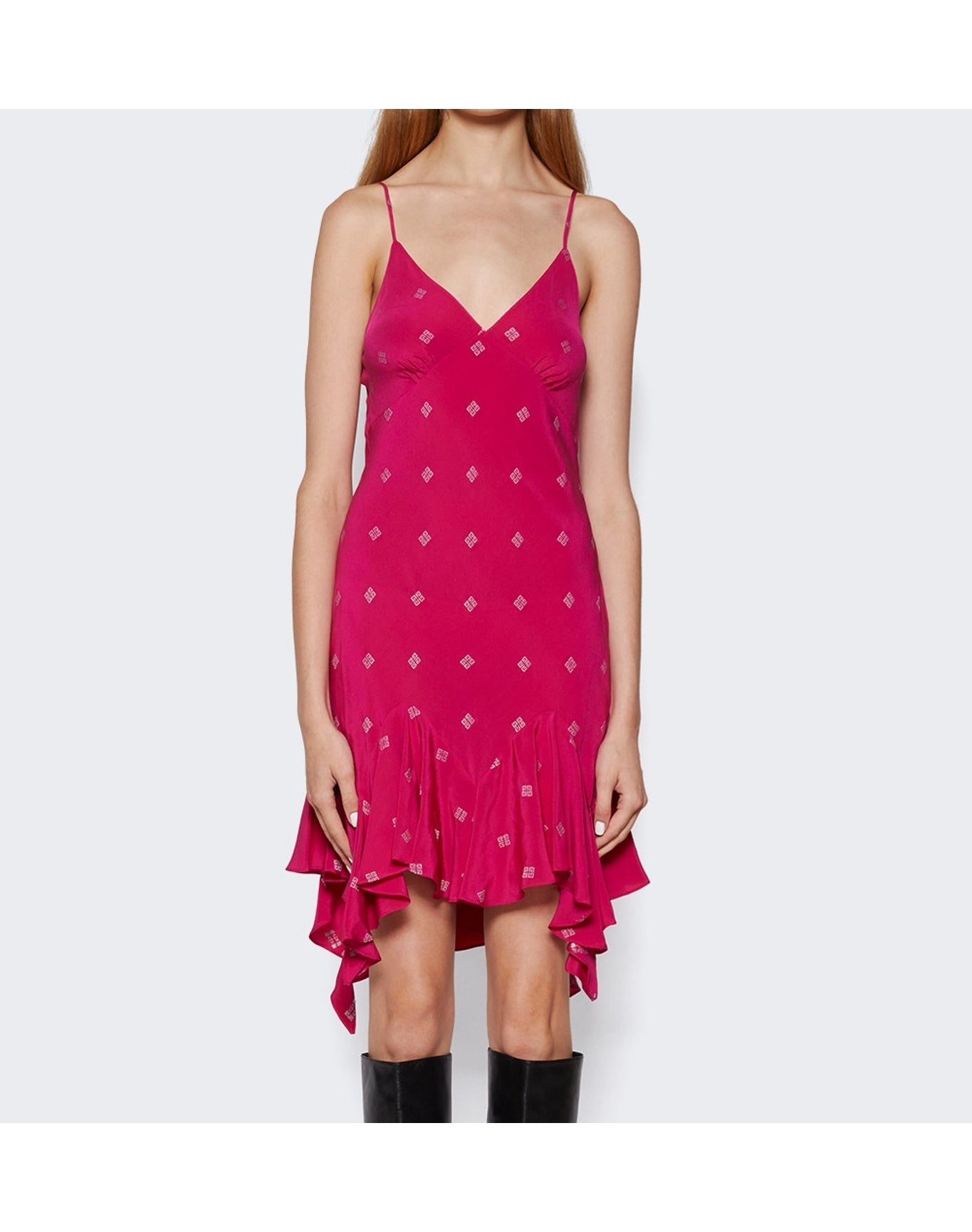 Givenchy | Women | Ruffle Silk Mini Dress | Fuchsia