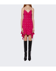 Givenchy | Women | Ruffle Silk Mini Dress | Fuchsia