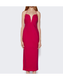 Givenchy | Women | Wool Dress With Plunging Neckline | Fuchsia