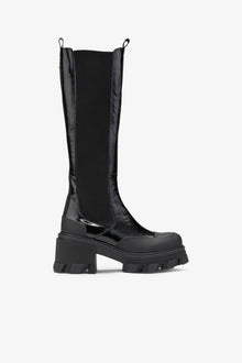 Glossy Cleated Chelsea Boots | Black (V2)