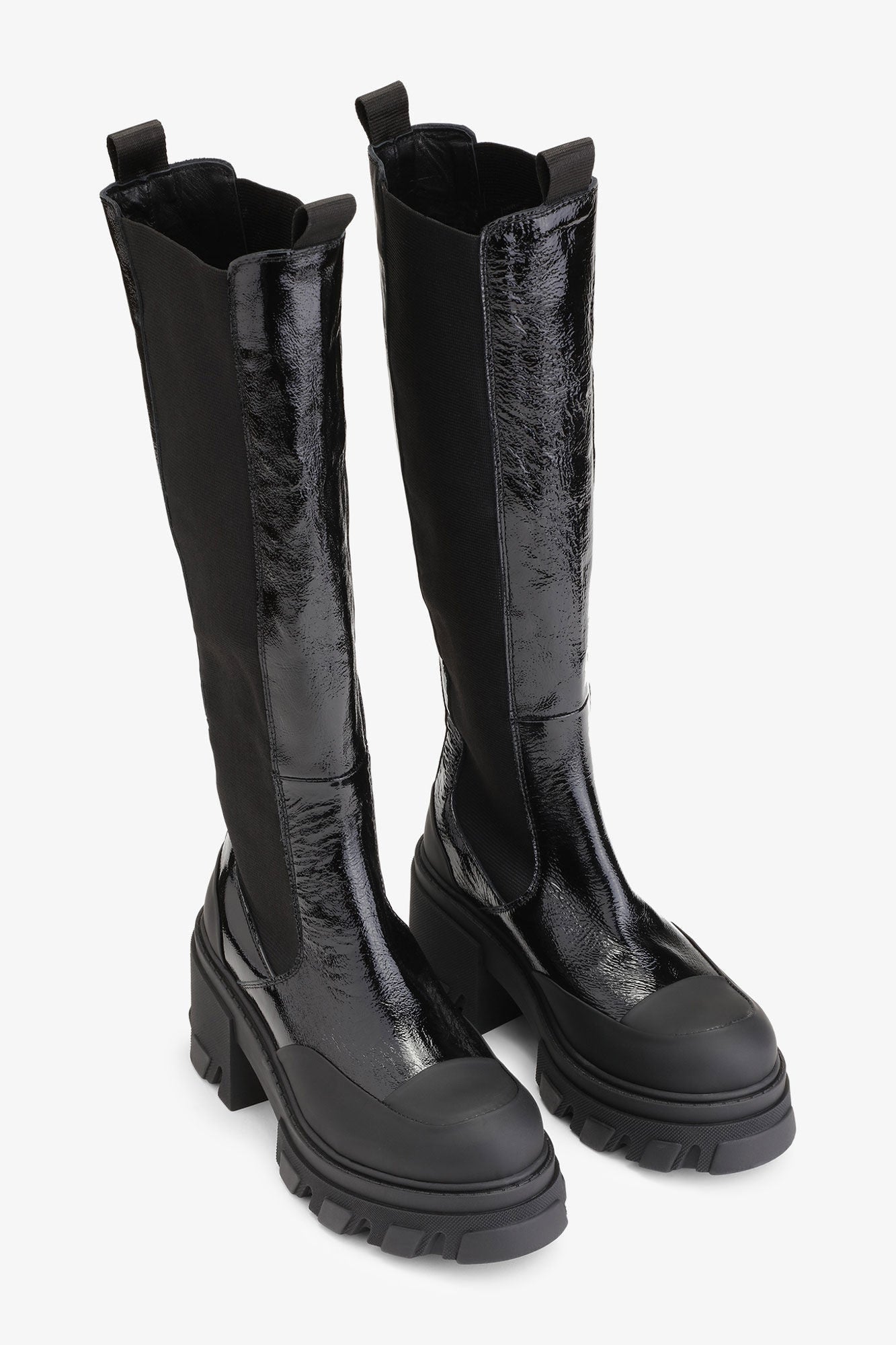 Glossy Cleated Chelsea Boots | Black (V2)
