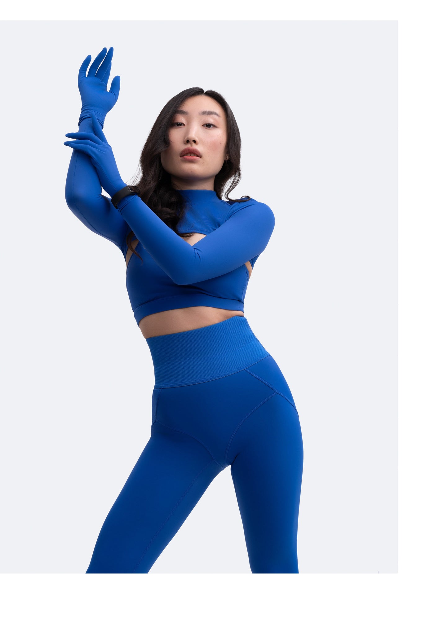 Glove Sleeve Crop Top | Blue
