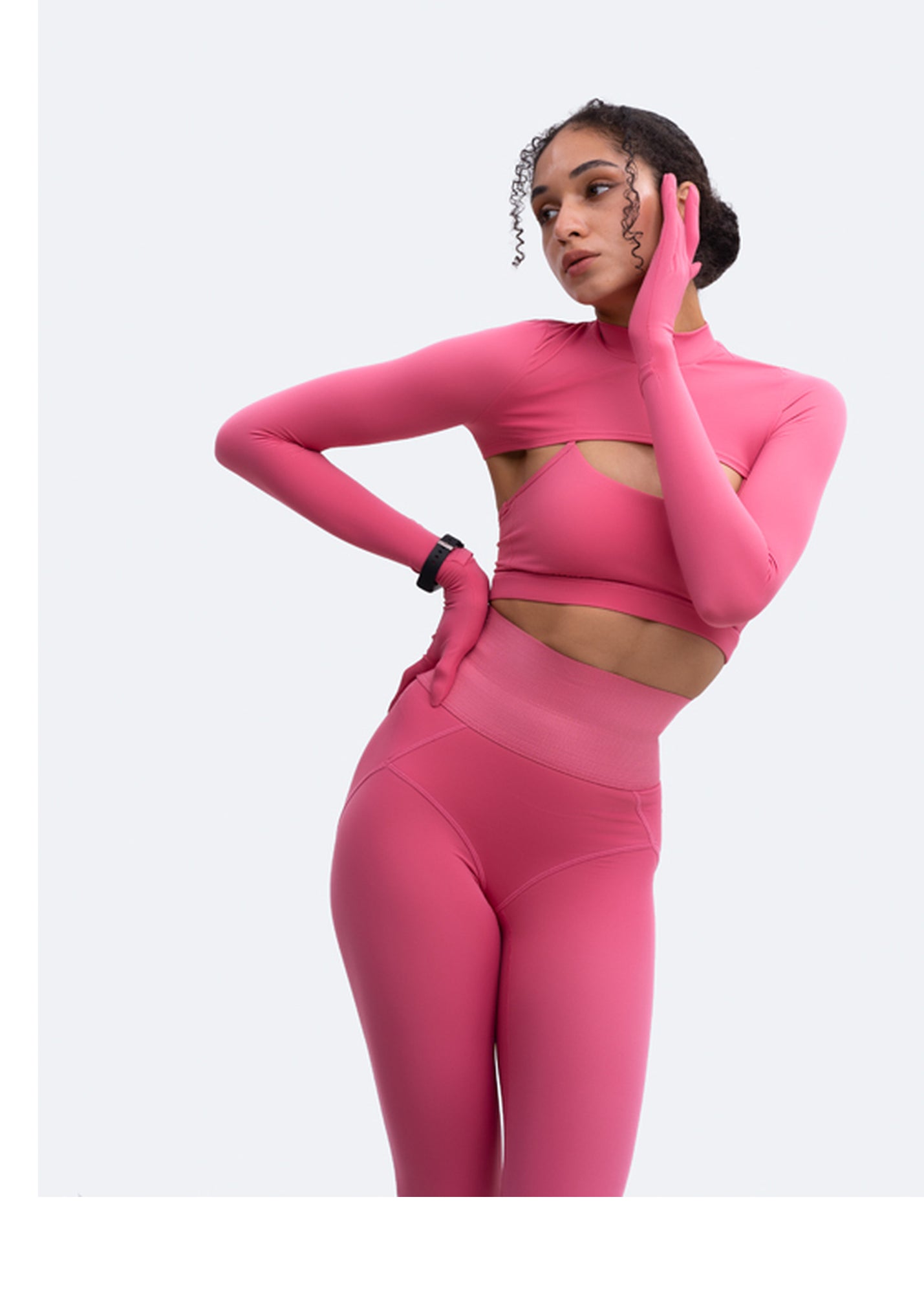Glove Sleeve Crop Top | Pink