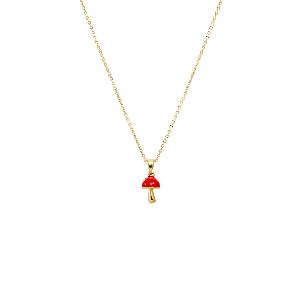 Red Red Enamel Mushroom Pendant Necklace - Adina's Jewels