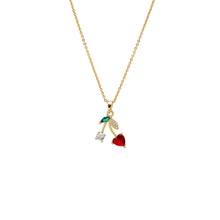 Red CZ Red & Green Heart Cherry Pendant Necklace - Adina's Jewels