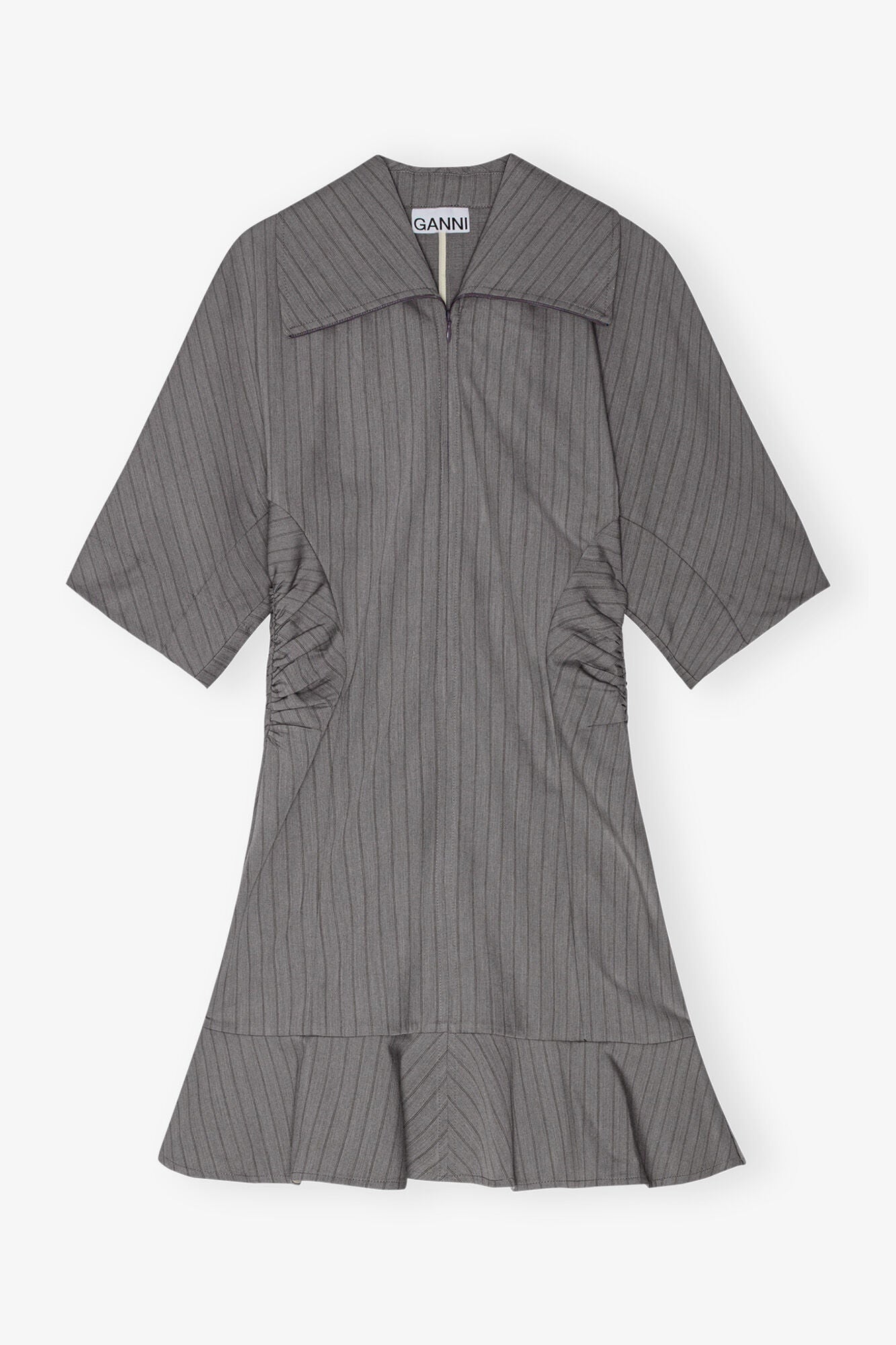 Grey Striped Suiting Mini Dress | Mirage Gray
