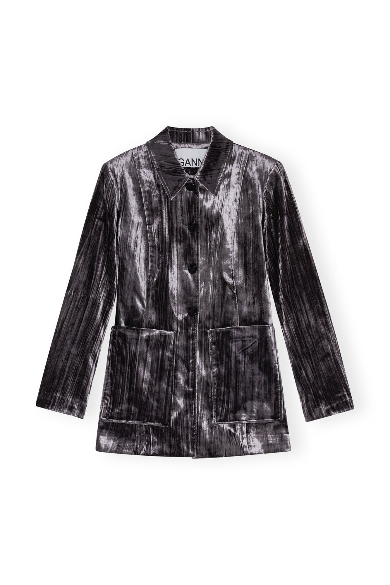 Grey Striped Velvet Blazer | Phantom